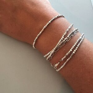 ✨ Dainty Silver Hematite Wire-Wrapped Bracelet with Sterling Silver Clasp